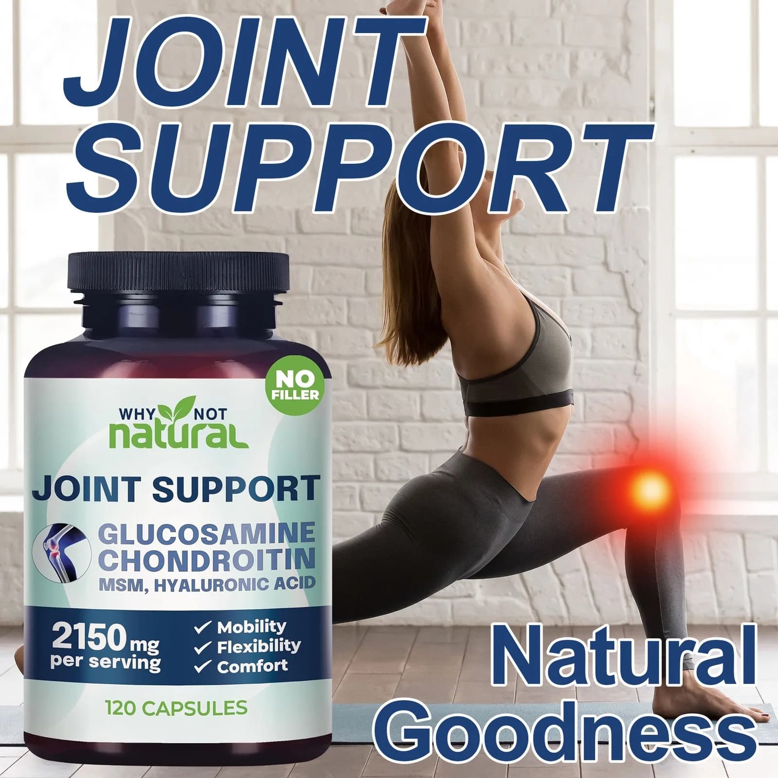Glucosamine Condroitin MSM - Allevia l'inconforto articular - Integrator of joint support for men and women, triple-strength vitamin