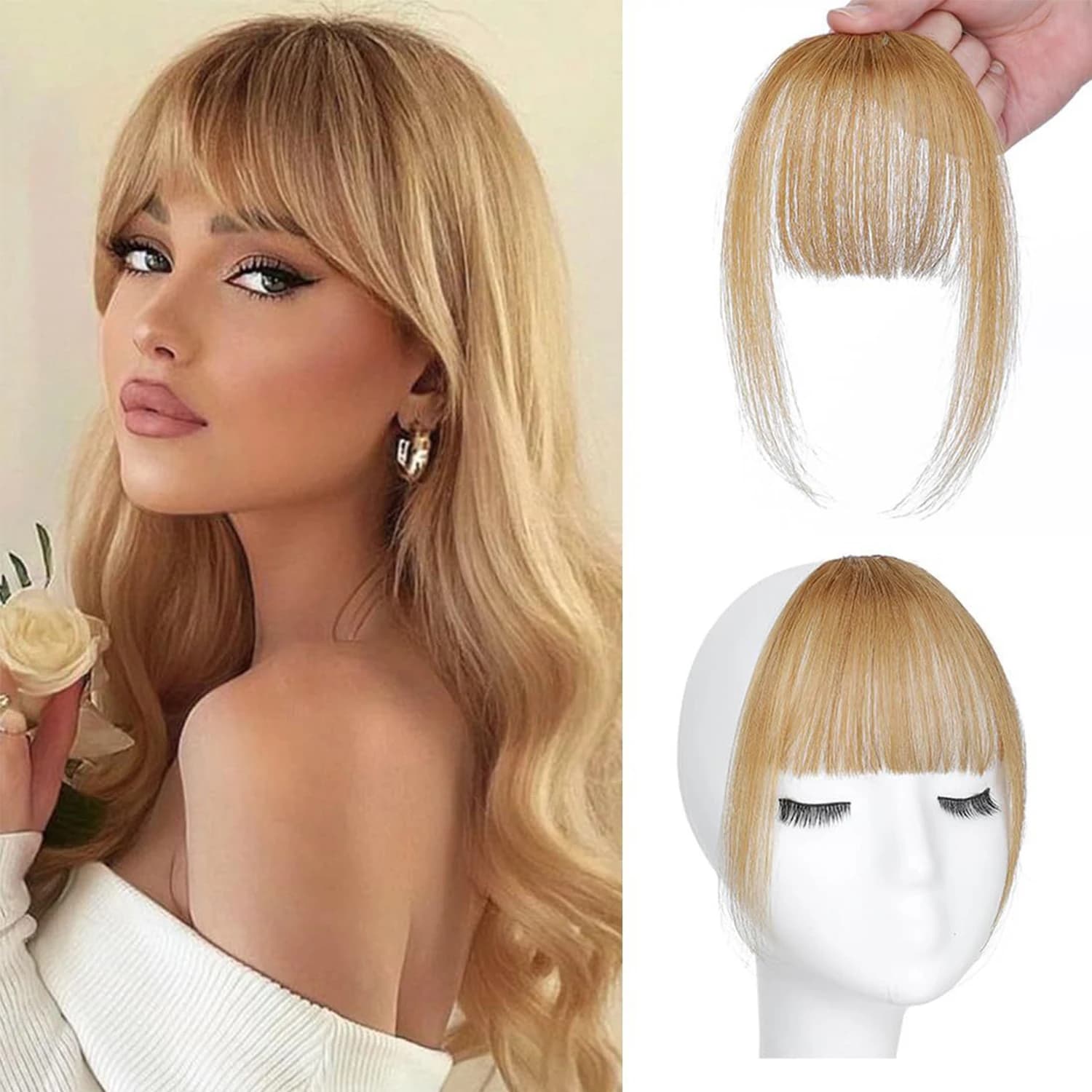 Frangia umana Estensione clip-in per capelli Parrucca sintetica Frangia Parrucchino falso naturale Clip da donna in frangia Strumenti per lo styling dei capelli