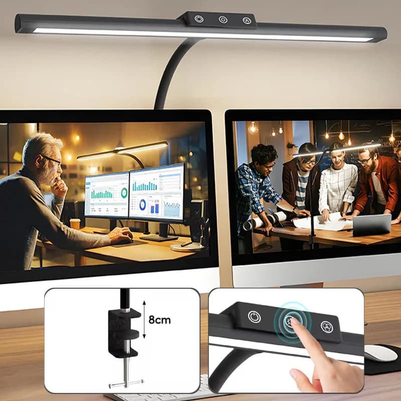 Lampada da scrivania a LED Base flessibile a collo di cigno e morsetto Alimentata tramite USB Illuminazione antiriflesso adatta per uffici domestici