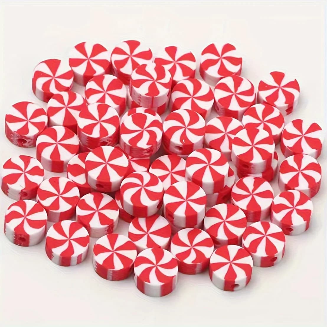 100Pcs Candy Color Polymer Clay Beads Multicolor Loose Beads for Christmas DIY Necklace Bracelet Earring Jewelry Making Supplies