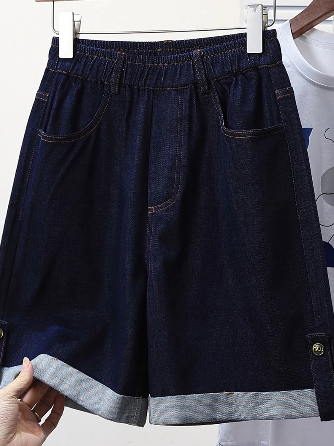 Jeans Casual Estivi da Donna, Pantaloni Larghi a Vita Alta con Elastico, Comodi e Leggeri in Denim