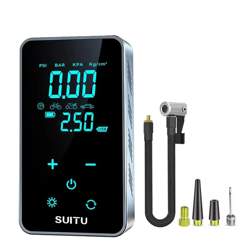 Pompa ad aria elettrica compressore d'aria per pneumatici per auto Display digitale a doppio schermo gonfiatore portatile per pneumatici per bicicletta E-Bike moto Ball