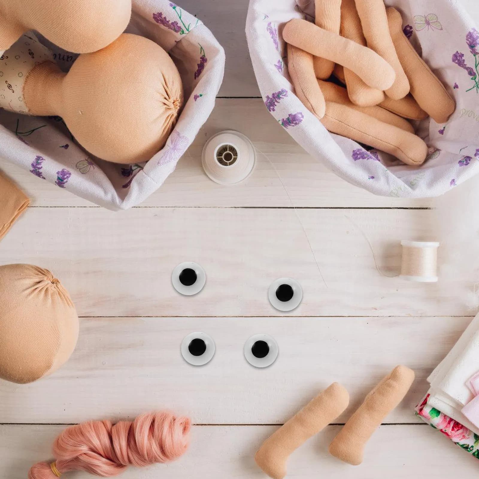 50 Pezzi Occhi di Sicurezza in Plastica Bianca da 10 mm con Gambo Filettato per Animali all'Uncinetto, Progetti Fai-da-Te e Artigianato