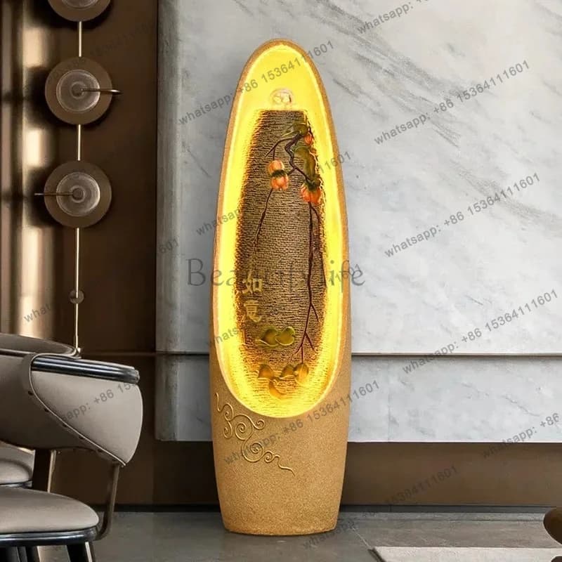 Fontana d'acqua a flusso continuo, umidificatore da soggiorno, decorazione portafortuna, ruota Feng Shui, ornamento da ufficio