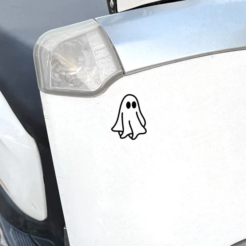 Cute Ghost Stickers Waterproof Vinyl Decals for Bike Car Laptop Helmet Decor Black White Red