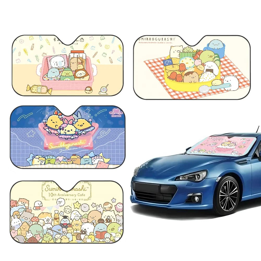 Giappone S-Sumikkogurashi Carino Pieghevole Parabrezza Anteriore Parasole 70x130 cm Anime Cartoon Foil Auto Visiera Parasole Parasole proteggere