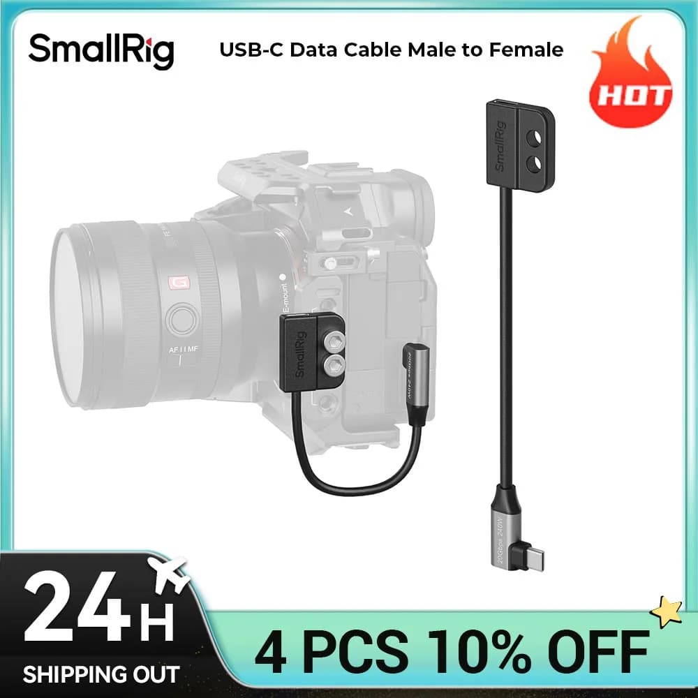 Cavo dati USB-C SmallRig da maschio a femmina compatibile con gabbie/piastre di montaggio a L 240 W ricarica rapida 5595