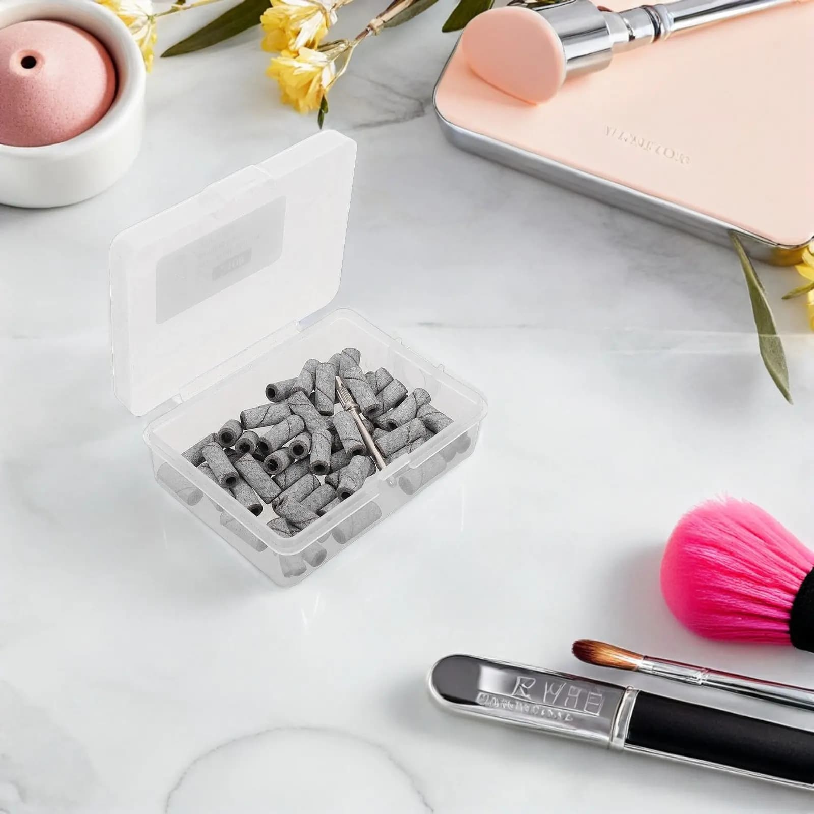 Set Professionale di Punte per Trapano per Unghie, Bande Abrasive, Lime per Lucidatura e Modellatura di Unghie in Acrilico e Gel, per Manicure e Pedicure