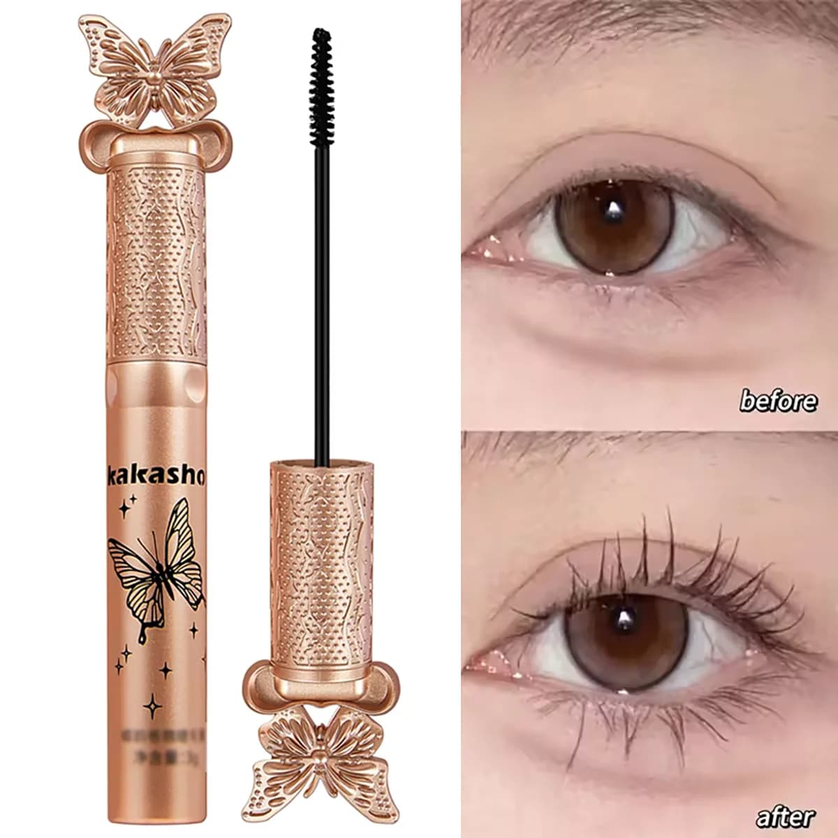 kakashow Mascara silk fiber opaque Ultrafine Makeup Brush Extends Waterproof Black Drying Curling Eyelashes