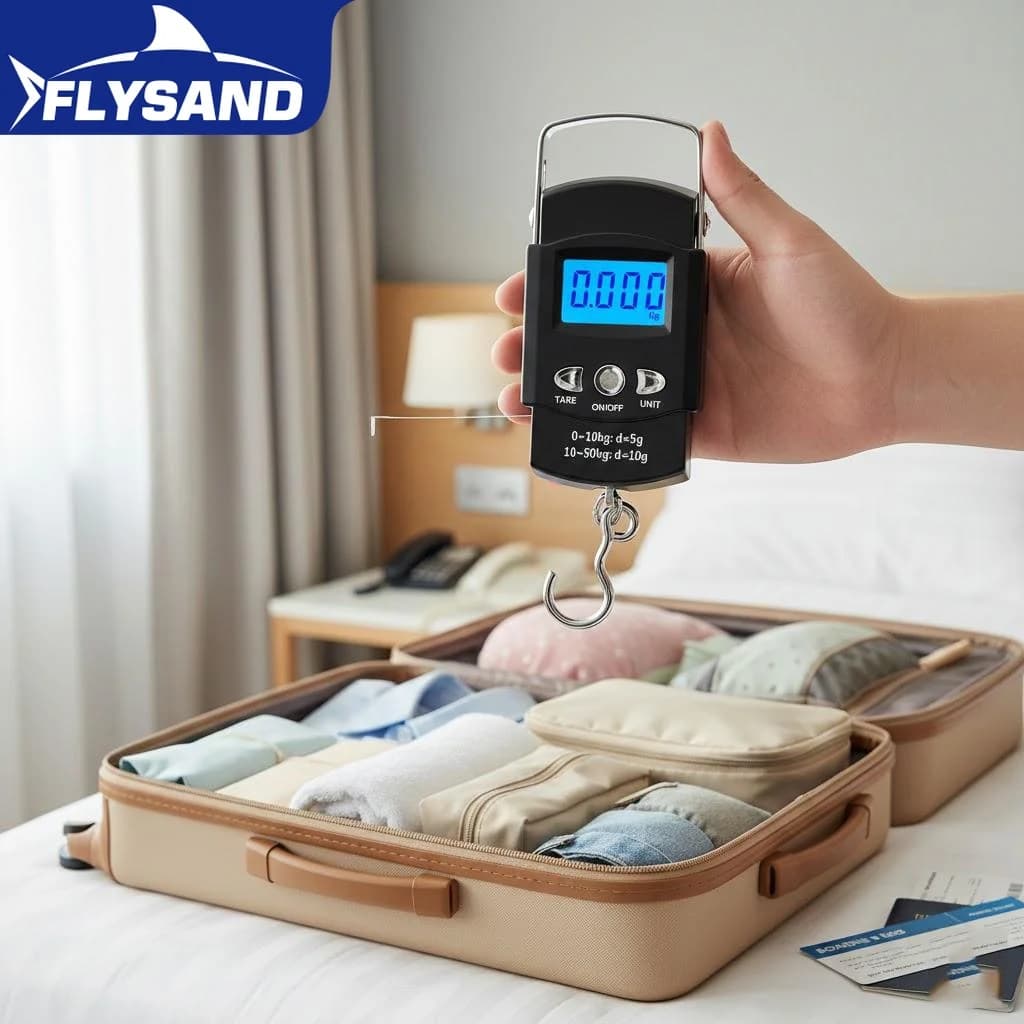 Bilancia Digitale Portatile per Bagagli 50kg 110lb, Bilancia da Viaggio con Gancio per Pesca e Avventure all'Aperto