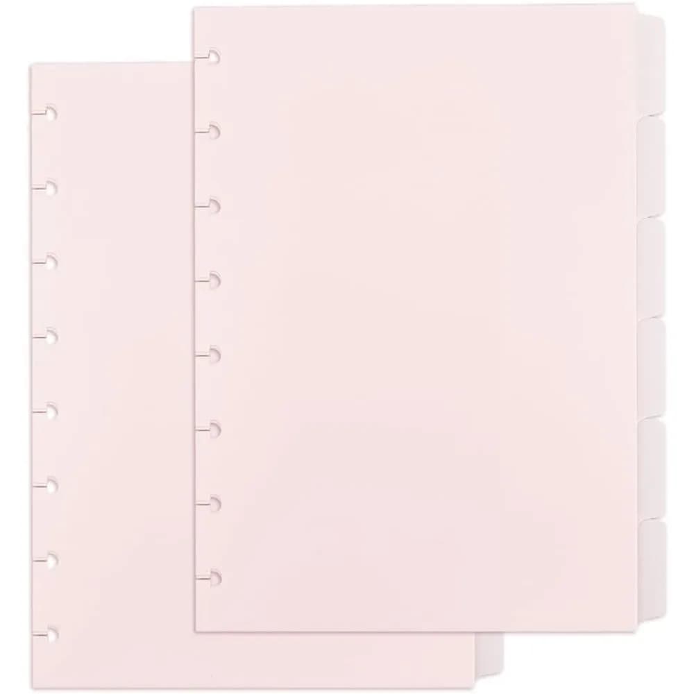 12 fogli 8 divisori per schede A5 a 6 schede A5 con 6 linguette divisori in plastica buste per agenda rilegate a disco per notebook 8,3X.6,2"
