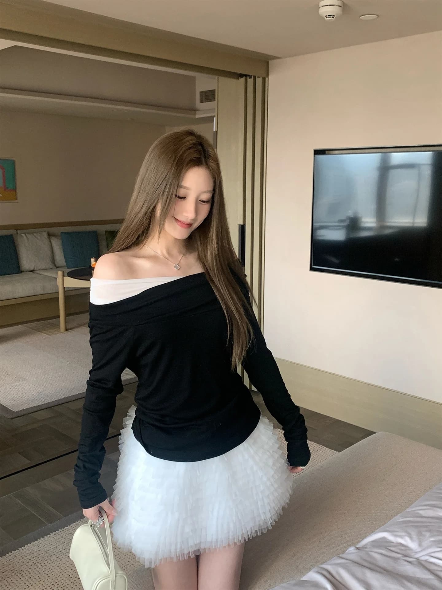Multi-Layered A-Line Skirt Women's Spring Summer New Design Sensation White Cake Mesh Short Skirt High Waist Puffy Skirt
