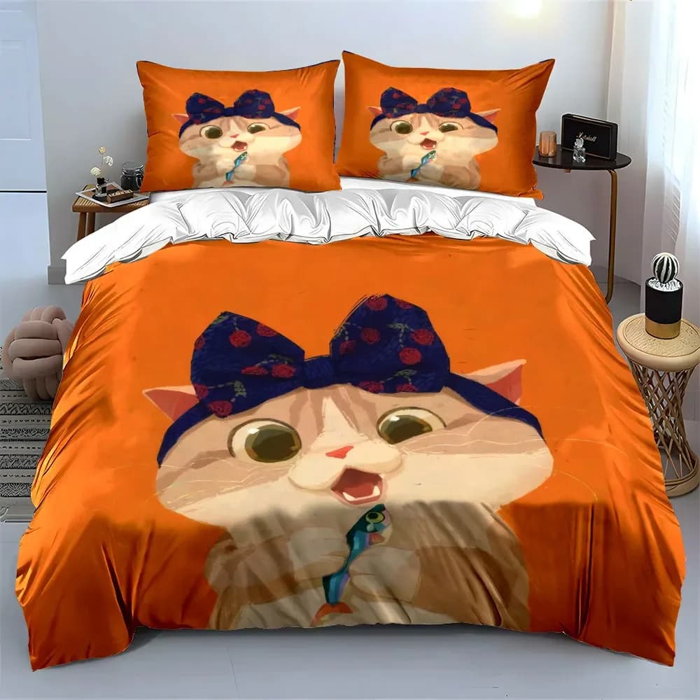 Set di Biancheria da Letto con Illustrazioni di Gatti Carini, Include 1 Copripiumino e 2 Federe, Disponibile in Misure Singolo, Doppio, King, Queen, Idea Regalo