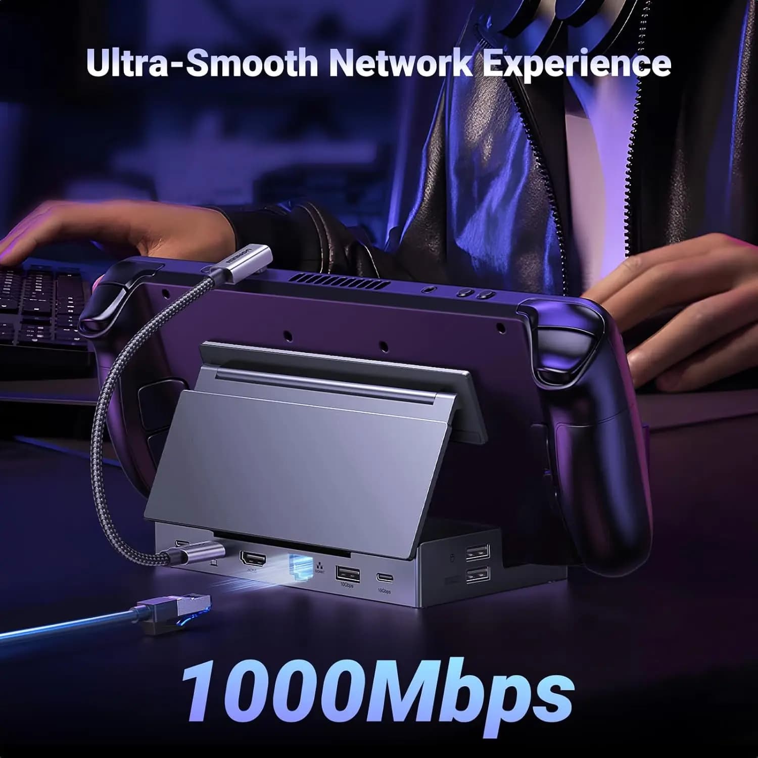 Docking Station USB C 9 in 1 MAF UGREEN per Steam Deck, Rog Ally, X Legion Go, Supporto Pieghevole con 4K60Hz, RJ45 10Gbps