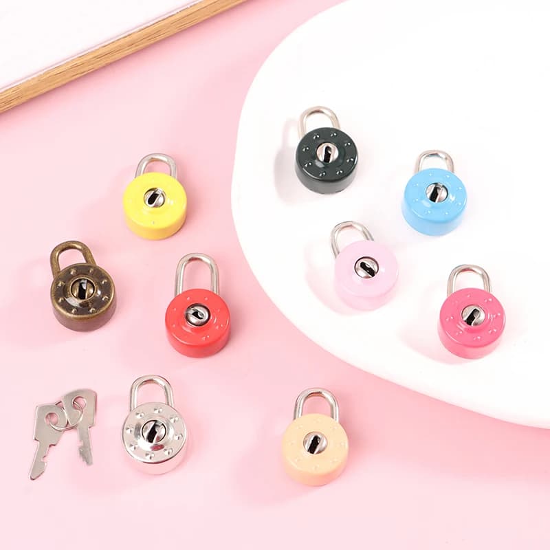 [7015] 1 Set Mini Lucchetto Rotondo con Chiave per Valigie, Gioielli, Diari e Libri - Ideale per Viaggi e Matrimoni