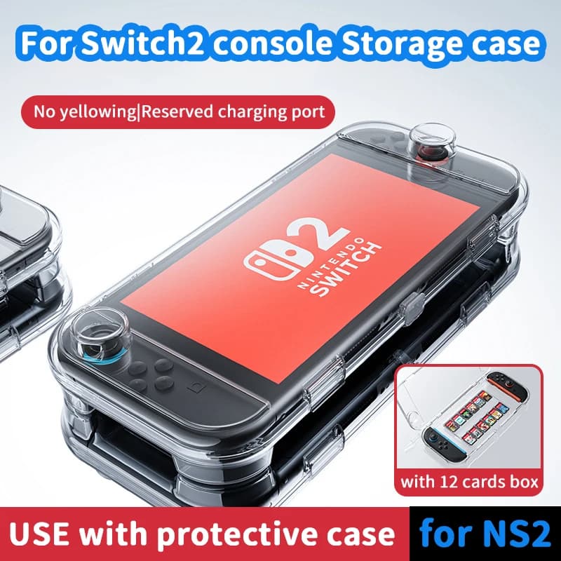 Custodia rigida per console Nintendo Switch 2 con spazio per 12 schede di gioco, accessorio per il trasporto di NS2