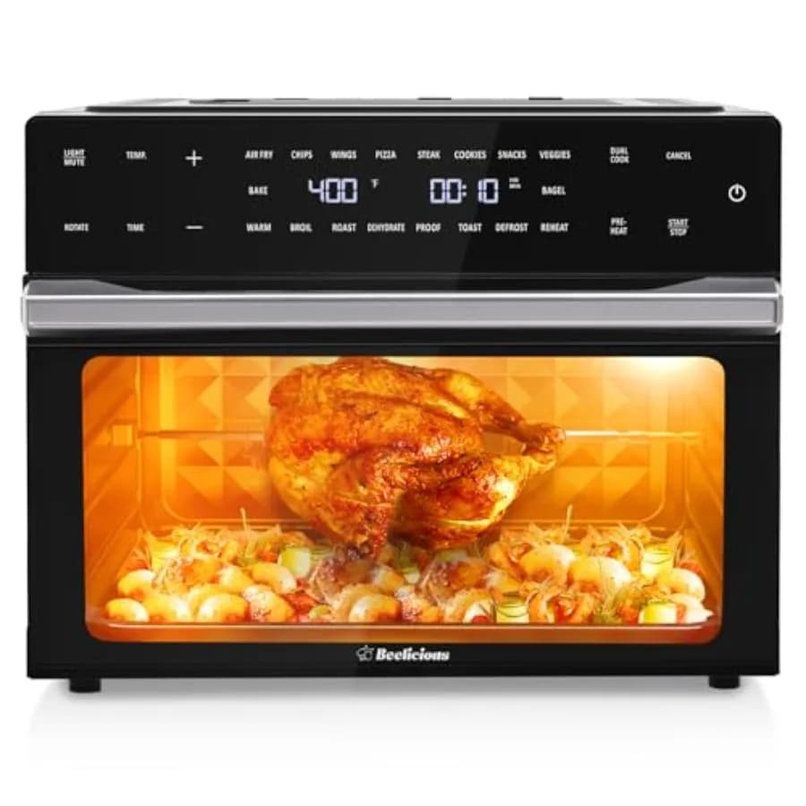 Friggitrice ad Aria Extra Large da 32QT, Forno Tostapane Combinato 19-in-1 con Girarrosto e Disidratatore, Forno a Convezione Digitale da Banco
