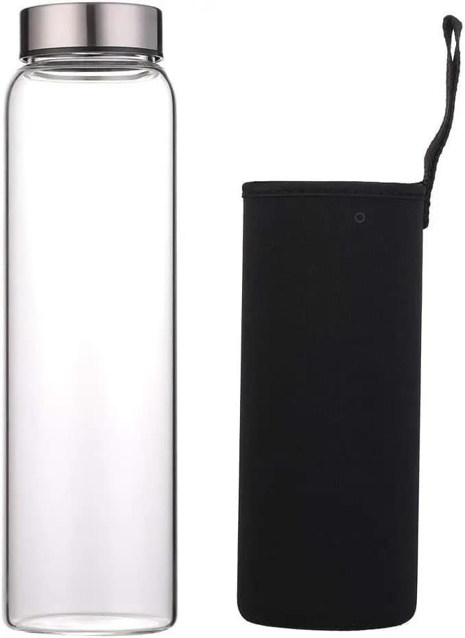 32 oz Borosilicate Glass Water Bottle with Neoprene Case, Anti-goccia Cover, Reusable, Ecological, Without BPA