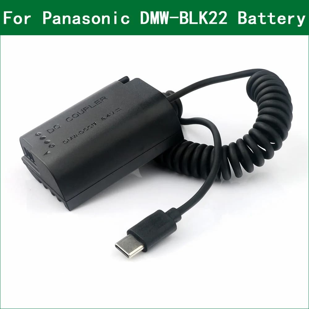 PD USB-C Tipo-C DMW-DCC17 Accoppiatore CC DMW-BLK22 Batteria fittizia per Panasonic S5 DC-S5 DC-S5K DC-S5GK DC-GH5 II DC-GH6 DC-GH6GK