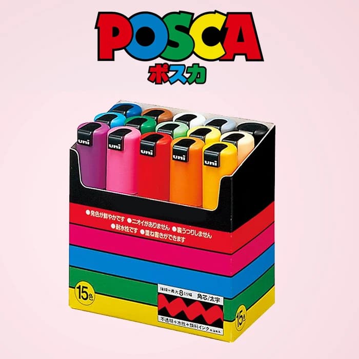 Set di pennarelli UNI Posca colore PC-8K 15/8 colori evidenziatore di cancelleria Graffiti penna da disegno acrilica forniture artistiche per regali