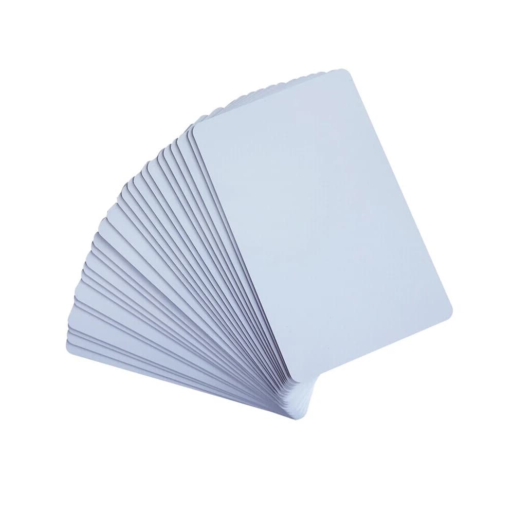 50 biglietti da visita in PVC bianco lucido, design con logo, nome, carta d'identità di ringraziamento, stampa impermeabile e su entrambi i lati, NON carte NFC