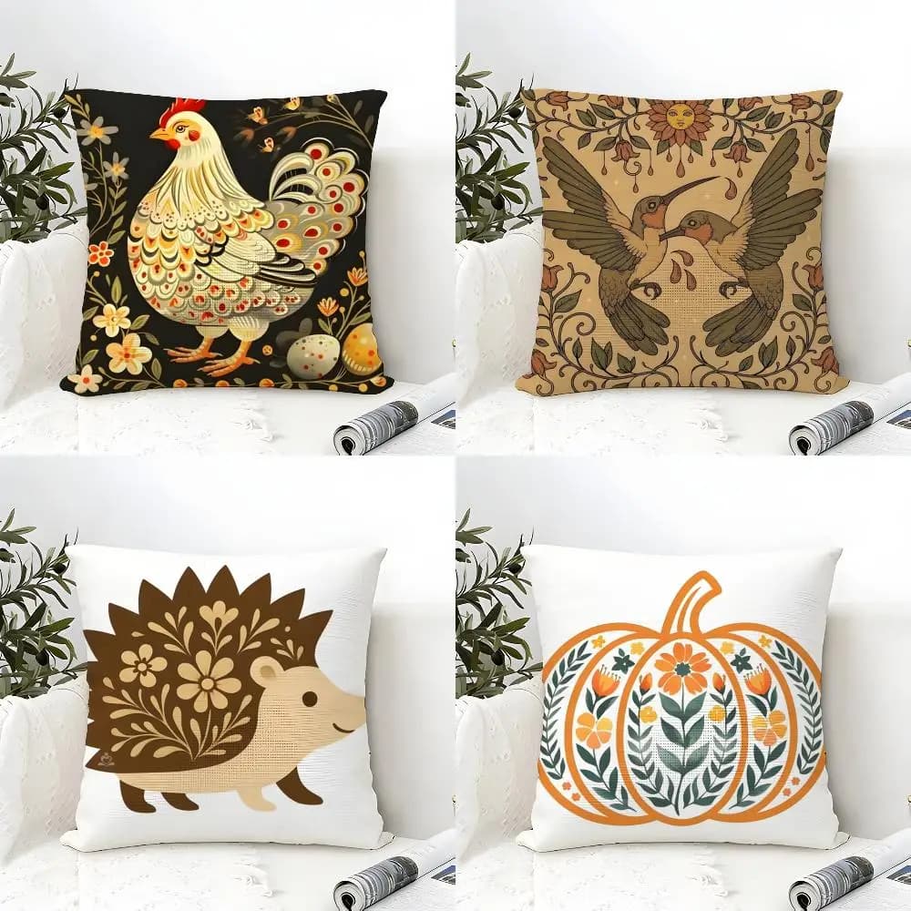 Federa per cuscino con stampa floreale semplice, in cotone e lino, quadrata, con cerniera, decorativa per la casa e il soggiorno