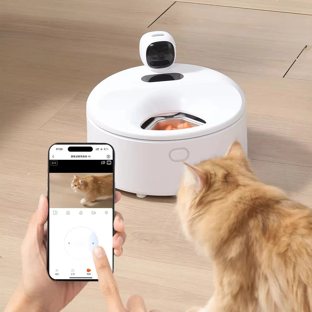 STLFFactory Alimentatore automatico intelligente per animali domestici recentemente sviluppato con telecamera Ciotola di raffreddamento e riscaldamento Dispenser di alimenti bagnati personalizzato