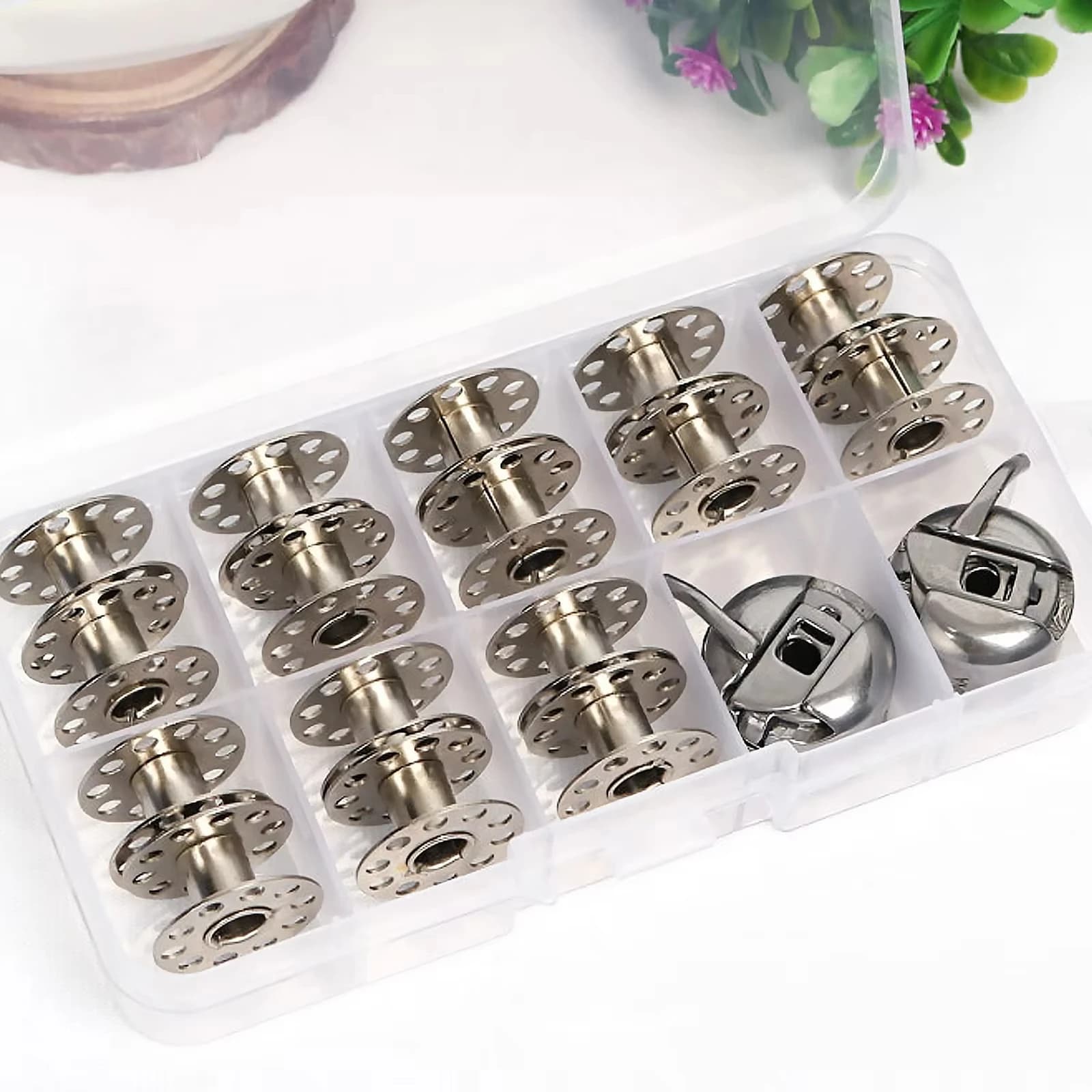 Custodia per bobina per macchina da cucire portatile con nucleo di bobina in acciaio inossidabile da 1 set per macchine da cucire professionali generiche