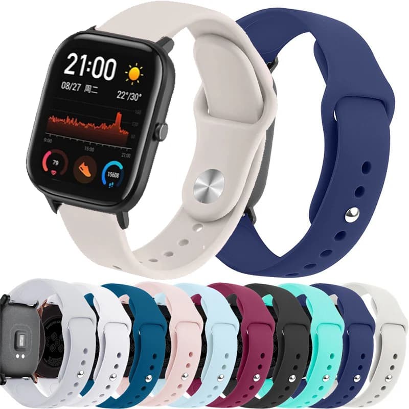 Cinturini per orologi da 20mm/22mm per Amazfit GTS 4/3/2/2e/Mini/GTR 42mm/GTR 4/3 Pro Bracciale in silicone Amazfit helio/balance 2 bip 5 6 band