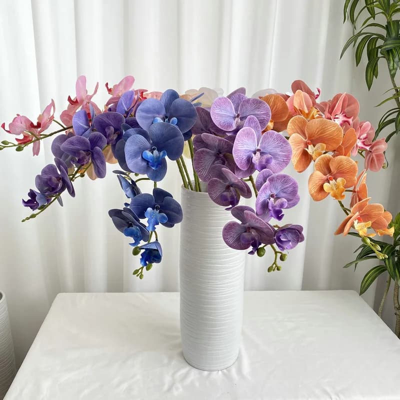 9 teste 3D francese Phalaenopsis Orchidea Matrimonio Decorazione della casa Fiori di simulazione Scenario di composizioni floreali per hotel
