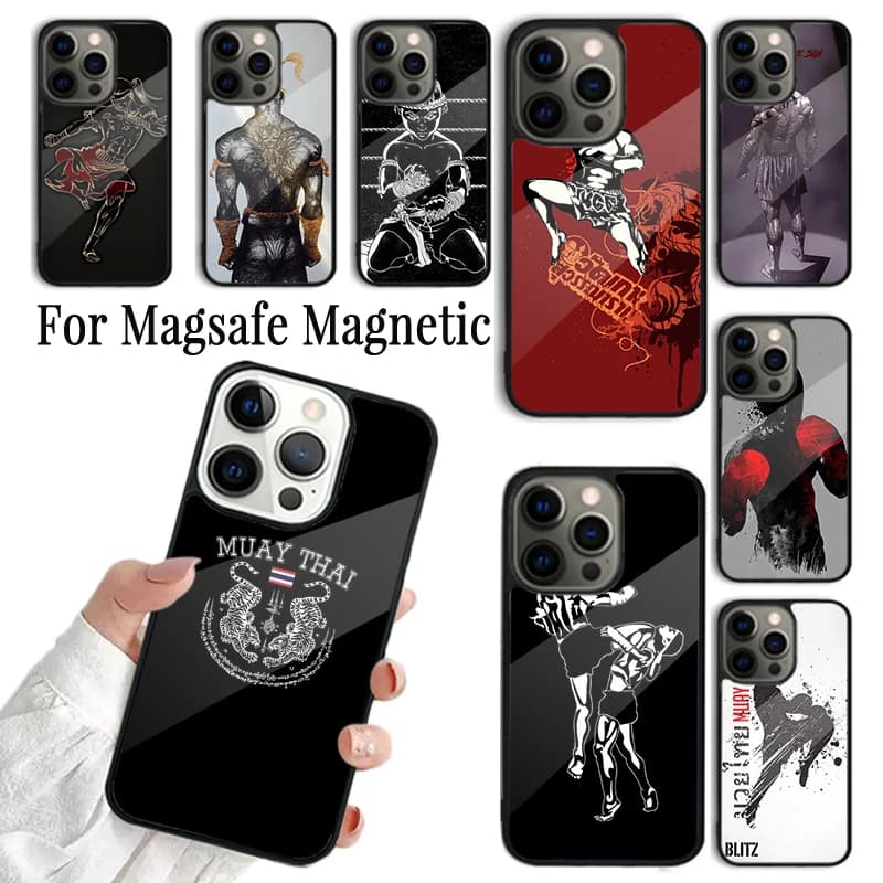 Cover per iPhone Muay Thai per iPhone 17 AIR 16 15 14 13 12 11 Pro Max Plus, custodia magnetica wireless Magsafe