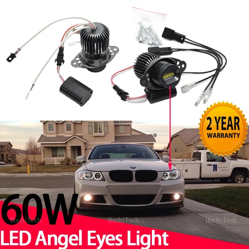 60W LED Angel Eyes Ring lampadine per fari adatte per BMW serie 3 E90 E91 LCI faro alogeno Facelift 2009 2010 2011