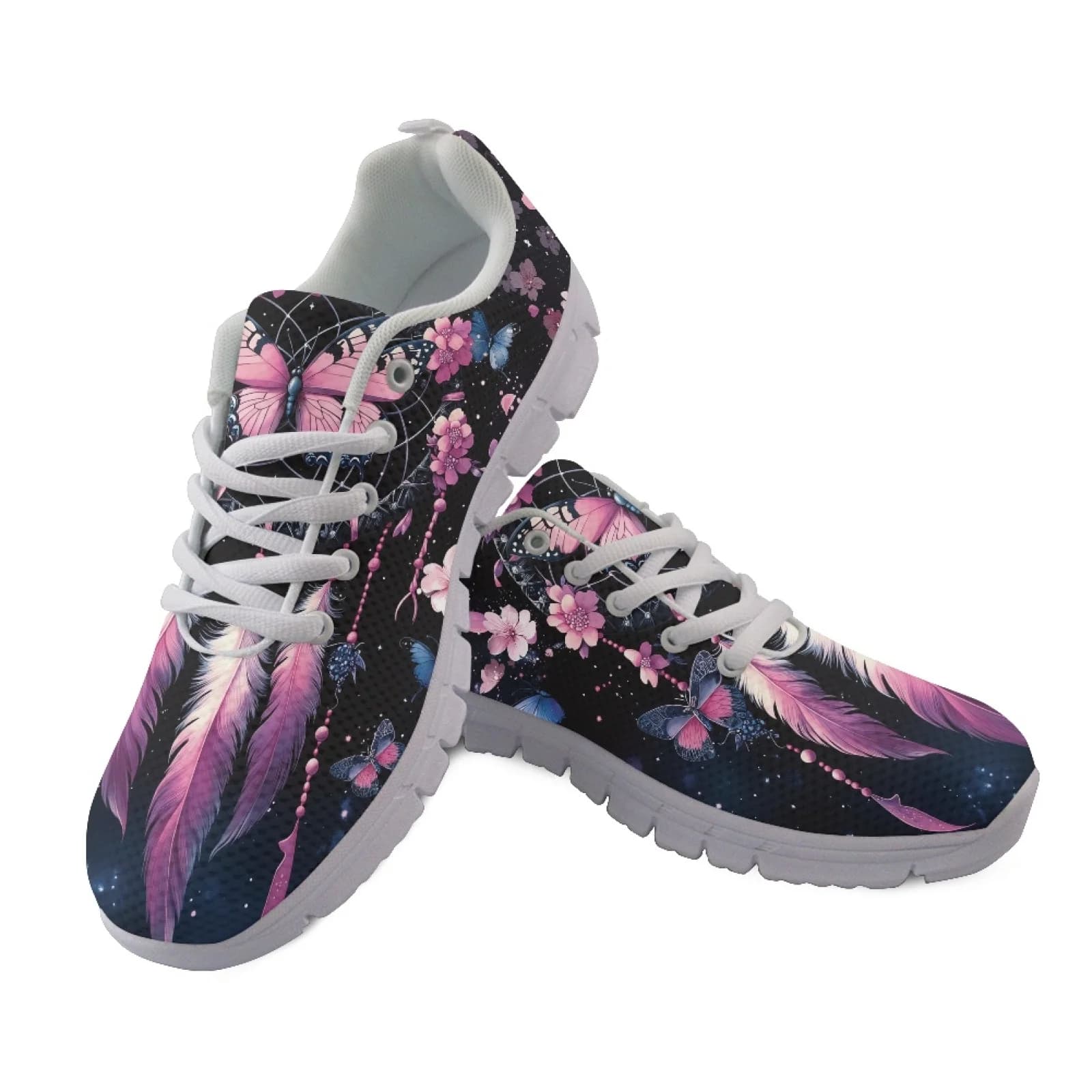 Coloranimal Dreamcatcher Butterfly Running Sneakers Mesh and EVA Sole, Lightweight Lace up Shoes for Men and Women
