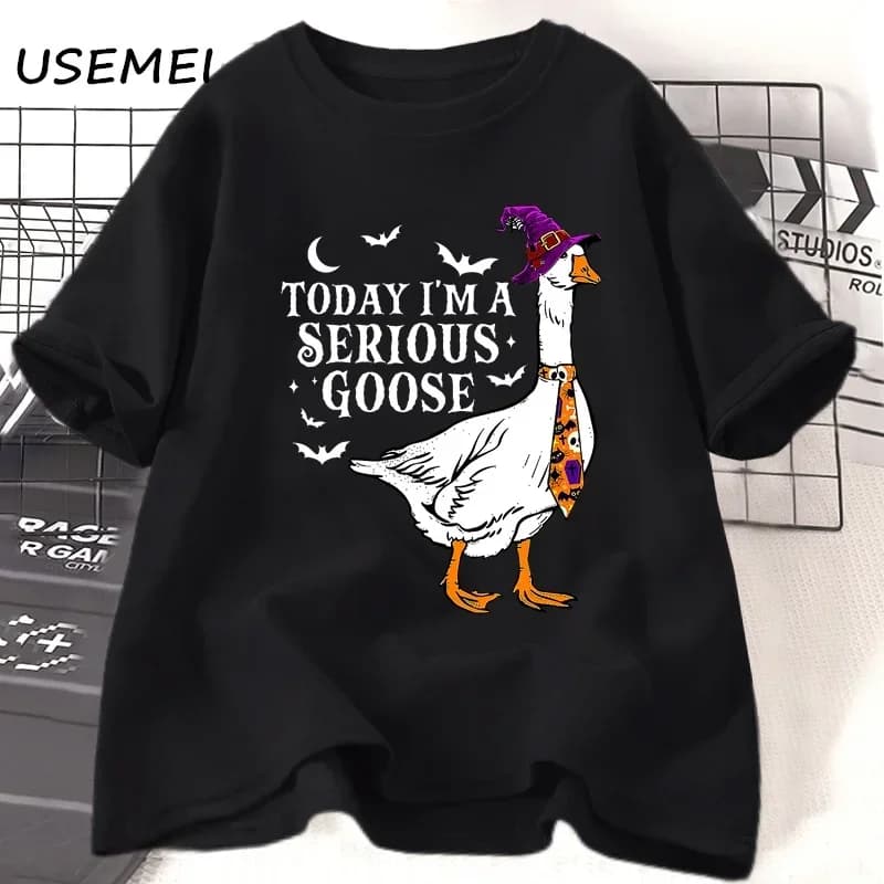 Oggi sono una maglietta d'oca seria per uomo donna sarcastico umorismo adulto divertente oca Halloween T-Shirt Casual in cotone Tees