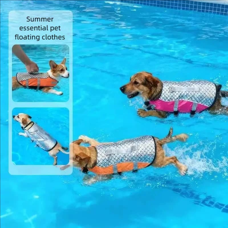 Spring and Summer New Back-Strap Swimming Pet Gear with Reflective Strips, Safety Buoyancy Life Vest for Dogs