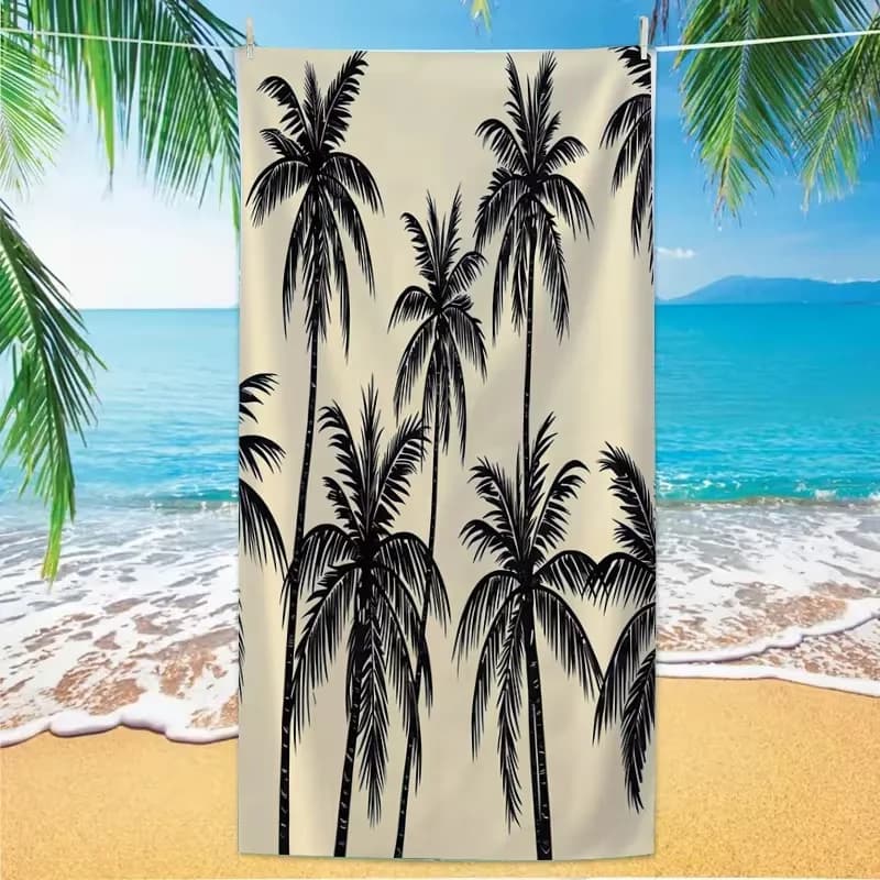 Minimalist Palm Tree Print Beach Towel Sand Free Quick Dry Blanket Tropical Coconut Tree Towel for Beach Travel Summer