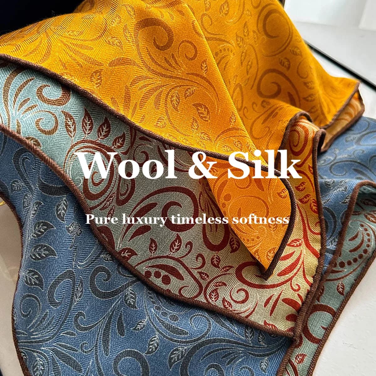 Sciarpa 82% Lana 18% Seta Vera, Foulard, Bandana, Sciarpa Quadrata, Copricapo, Fascia per Capelli, Hijab, Accessorio per Capelli e Borsa