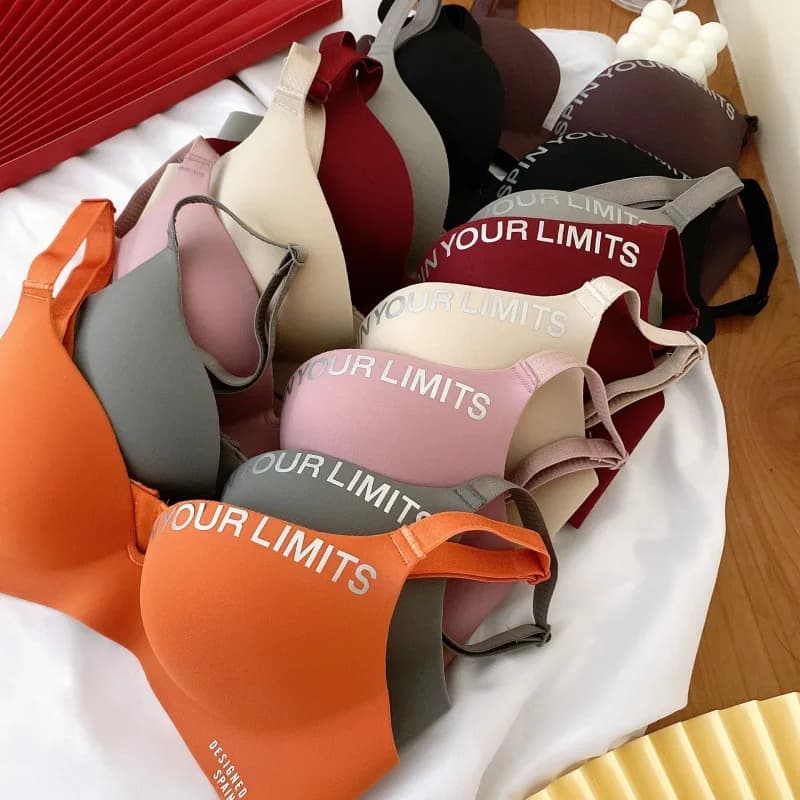 Reggiseno estivo sottile senza cuciture con lettere in stile britannico, senza ferretto, regolabile, push-up, per donne e ragazze.