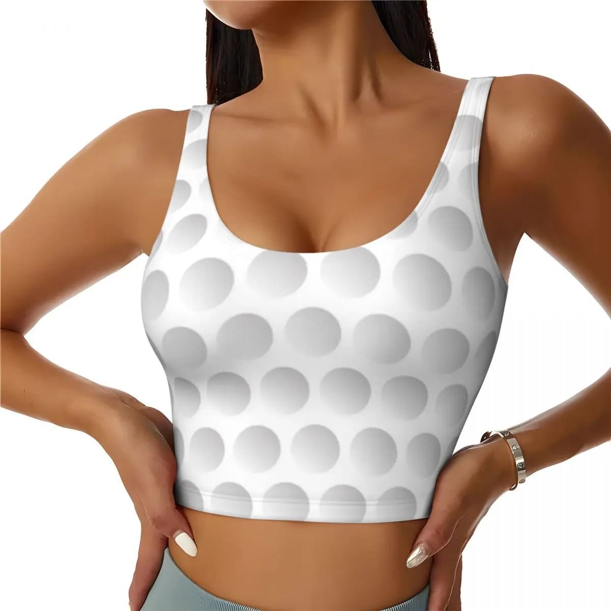 Crop Sports Vest Golf Ball Pattern Spa Leisure Wear Seamless Sports Top
