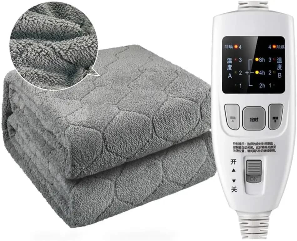 Electric Blanket, Heated Electric Over Blanket Soft Plush Blankets Electric Heated Throw Heated Blanket/Mattress Cover with Time