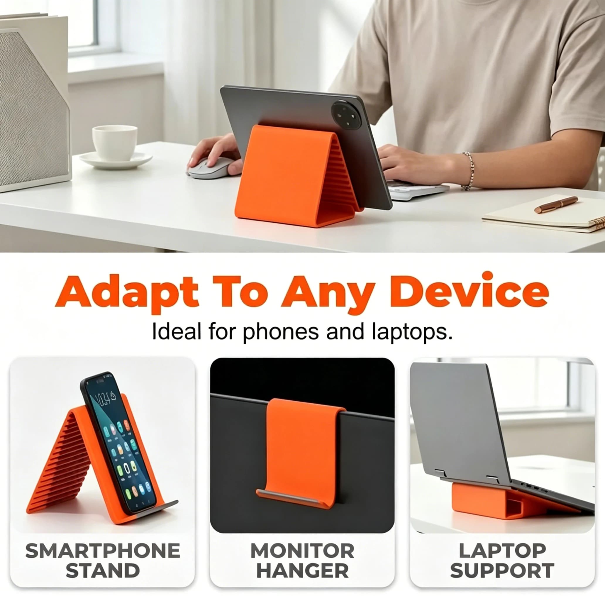 Supporto Pieghevole Portatile per Tablet / Telefono / Laptop, Base in Silicone Polimorfa Multi-Angolo, Adattabile a Qualsiasi Forma