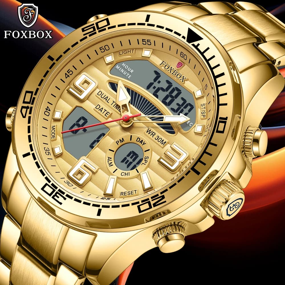 FOXBOX New Fashion Digital Watch for Men Top Brand Luxury Men's Watches Sport Men's Waterproof Quartz Wrist Watch Relogio Masculino