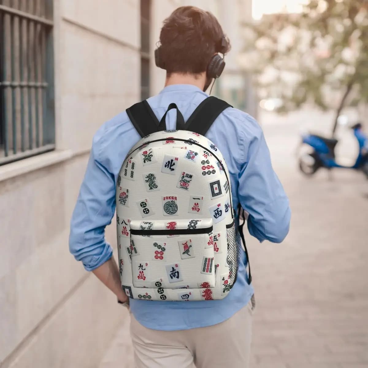 Zaino con design Mahjong Game Tiles, borsa per libri per studenti, borsa per la scuola per bambini, borse a tracolla per computer per uomo e donna