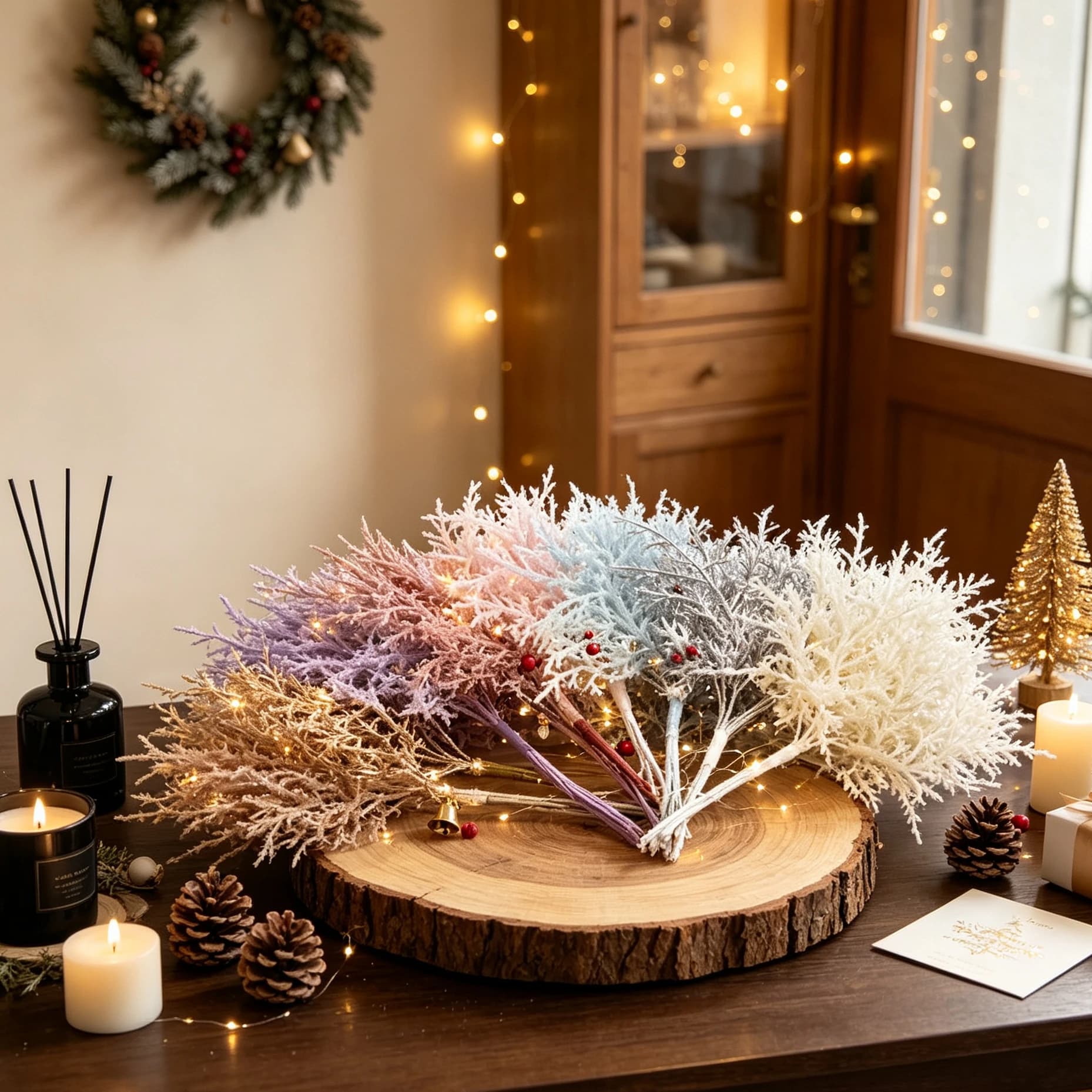 Artificial Plant Sprig Halloween Christmas Tree Filler Garden Wedding Party Home Dining Table Vase Scrapbook DIY Decorative Prop