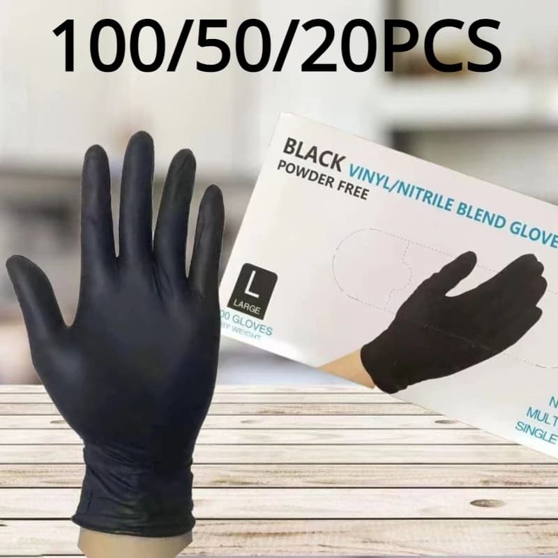 20/50/100PCS Guanti in nitrile nero addensato durevole guanti per la pulizia della casa guanto per lavare i piatti per tatuaggi per tintura dei capelli da giardino