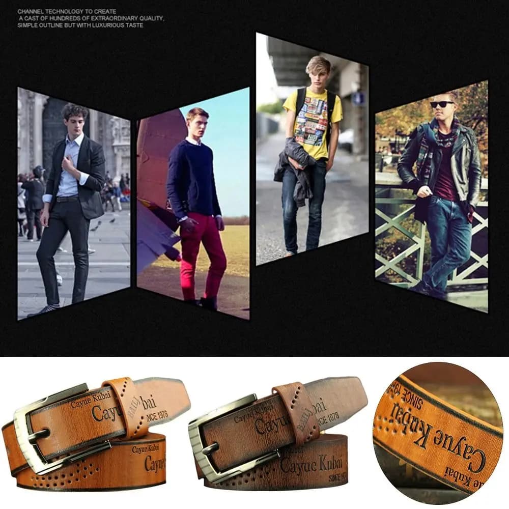 Durable Cowboy Leather Belt Casual Vintage Pants Bands Business Belts Men's Belt