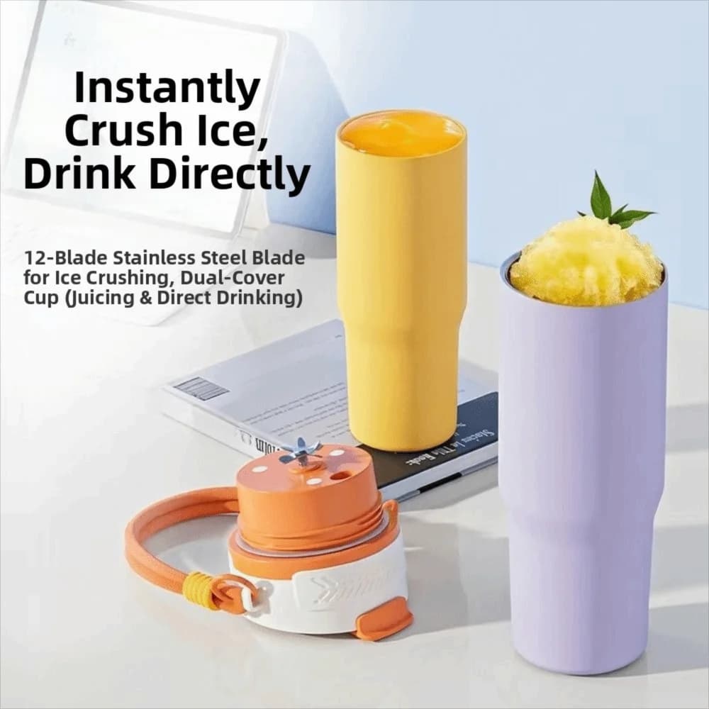 USB Charging Electric Juicer Cup Stainless Steel Dual-Drink Vacuum Cup Large-Capacity High-Speed Portable Blender Office