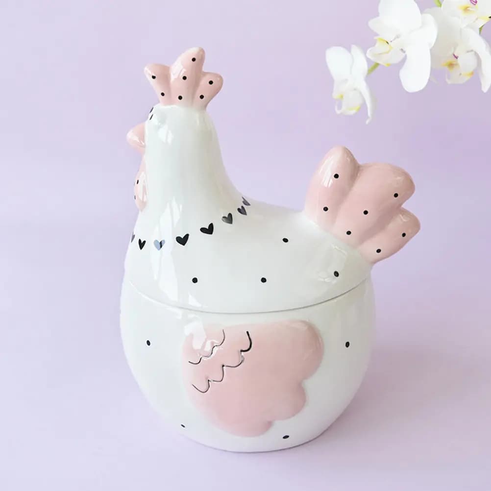 Contenitore Ermetico in Ceramica per Uova, Design a Forma di Gallina, Scatola per Conservazione di Uova, Alimenti Secchi, Caramelle, Zucchero, Organizzatore per Casa, Sigillato