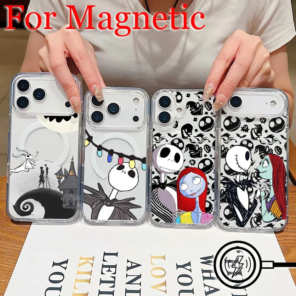 HOT The Nightmare before Christmas Magnetic Phone Case for iPhone 17 16 15 14 13 12 11 Air Plus Pro Max XR Soft Clear Tpu Cover