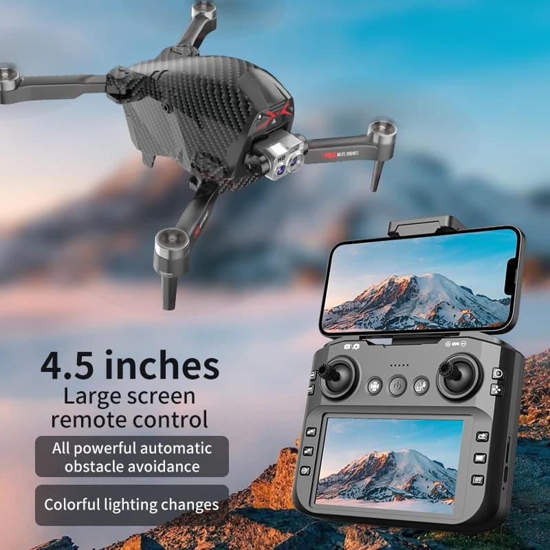 CS26 Drone with 1080P FPV Dual Camera, Screen Remote, Brushless Motor, 50 m Max Height, 5 m/s Flight Speed, Takeoff Weight 140 g, 360° Obstacle Avoidance, two batteries